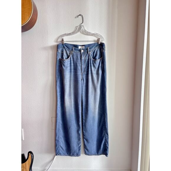 Rag & Bone Liquid Miramar Blue Wide Leg Jeans Sz 31 Printed Sweatpants - Picture 2 of 9